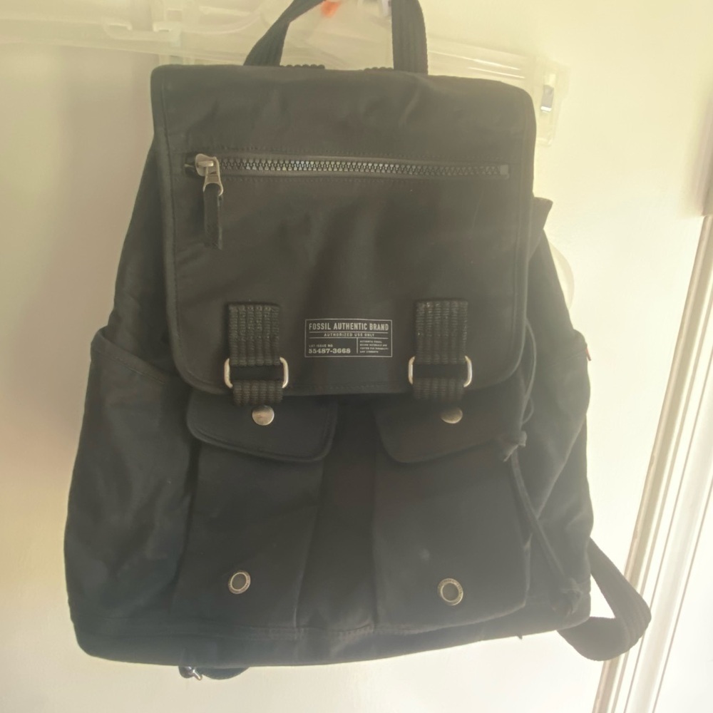 Fossil Black Nylon Backpack